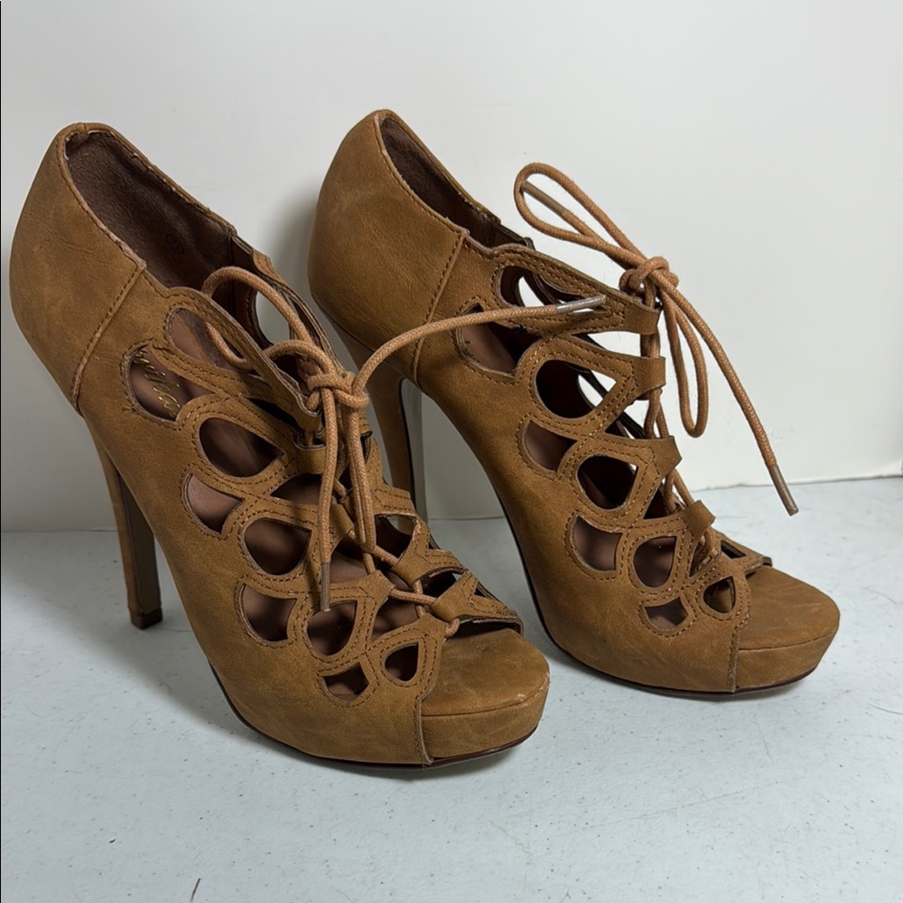 Paprika Tan Lace-Up Heels